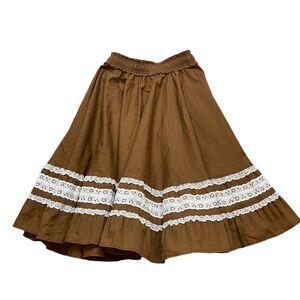 Vintage 60’s Pete‎ Bettina Brand Brown and White Square Dance Skirt Size Small